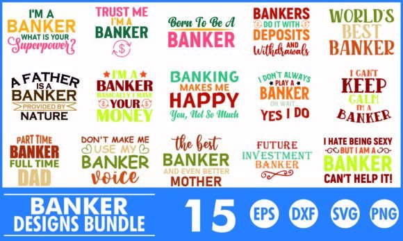 Banker T-Shirt Designs Bundle SVG Graphics