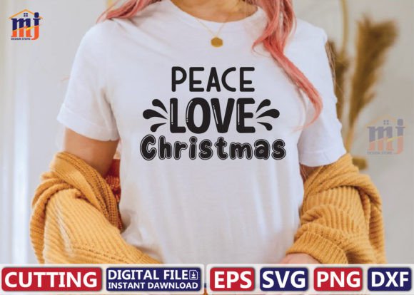 Peace Love Christmas SVG Graphics for T-Shirt Designs